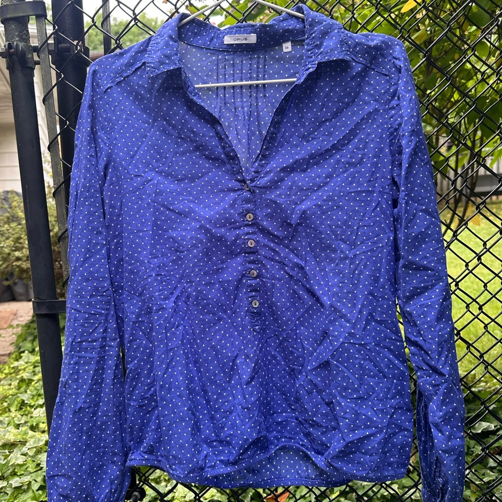 Bright blue blouse